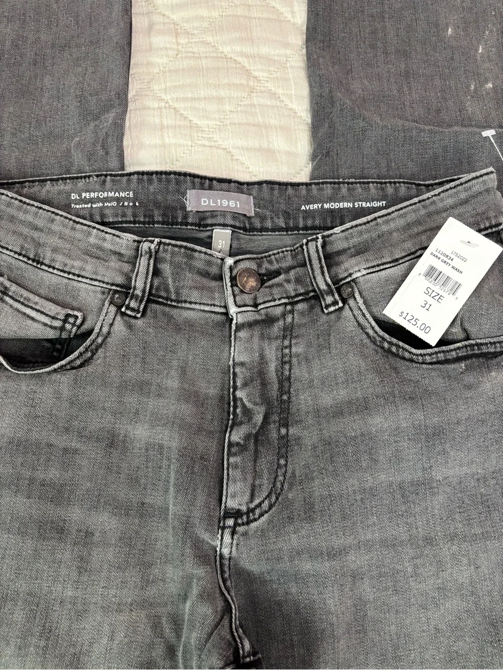 NWT DL1961 Men Avery Modern Straight Leg Jeans In Dark Grey Wash Sz 31x34